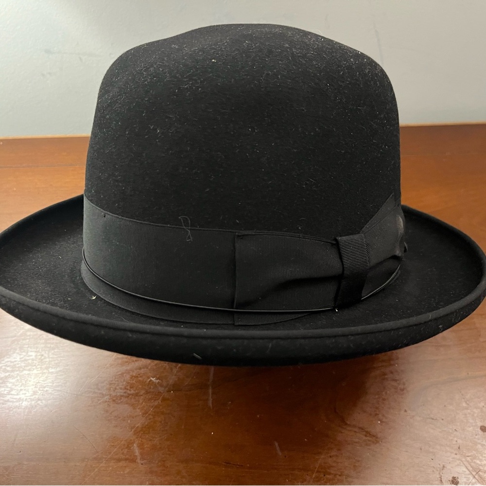 Borsalino Black Fedora Hat Sz 7 1/4